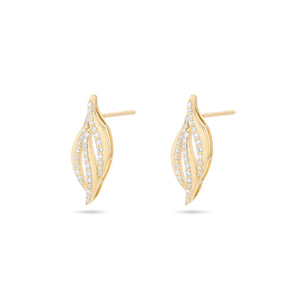 Rhea Feather Diamond Earrings in 18K Yellow Gold