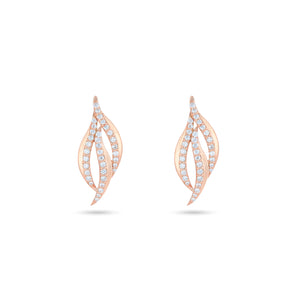 Rhea Feather Diamond Earrings in 18K Rose Gold