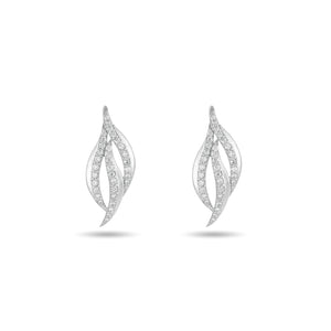 Rhea Feather Earrings in 18K White Gold