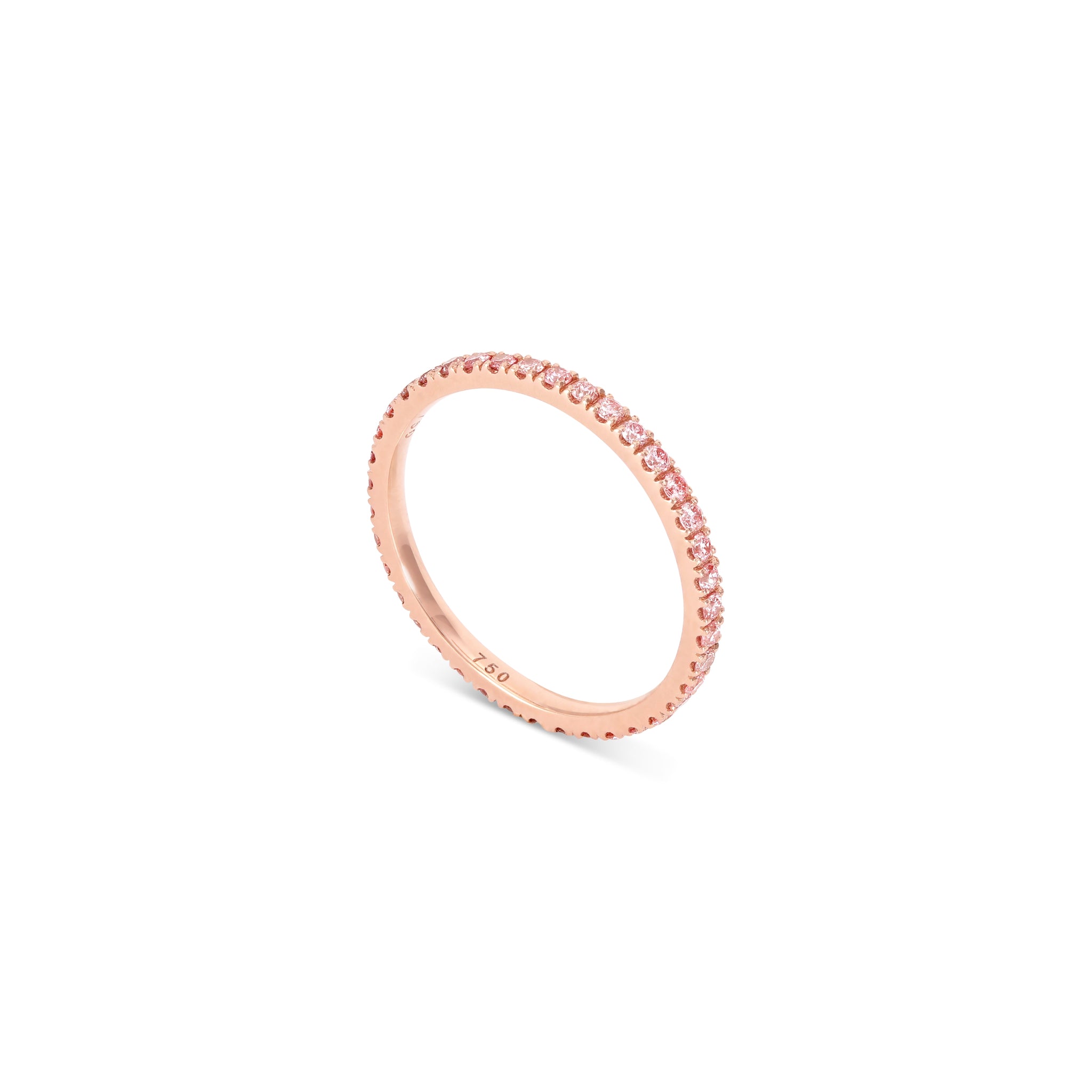Skinny Diamond Eternity Ring with Pink Diamonds in Rose Gold