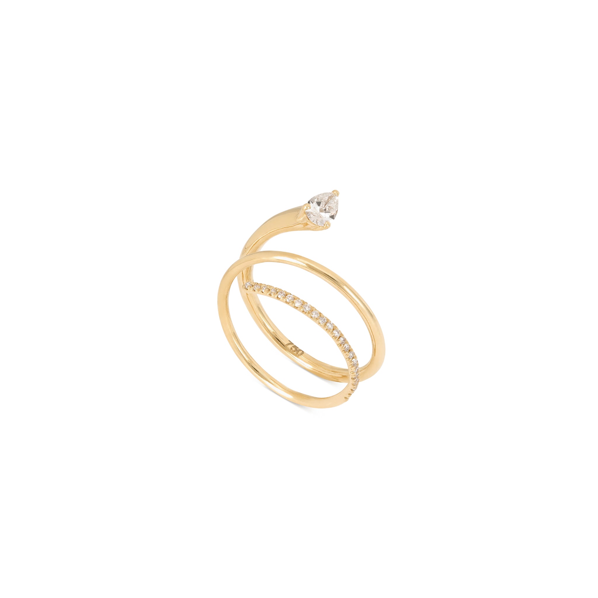 Spiral Diamond Pave Ring in Yellow Gold