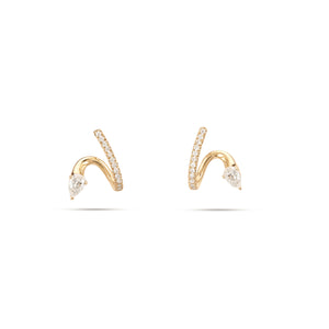 Spiral Diamond Earrings in Yellow Gold