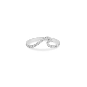 Wave Diamond Ring in White Gold
